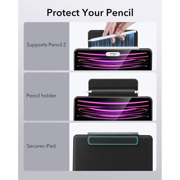 NEW ESR iPad Pro 12.9 Case with Keyboard,Magnetic Stand, (2022/2021/2020/2018) - Picture 3 of 9